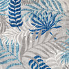 Tropics Palm Leaves Indoor/Outdoor Area Rug, Gray/Blue, 9 X 12