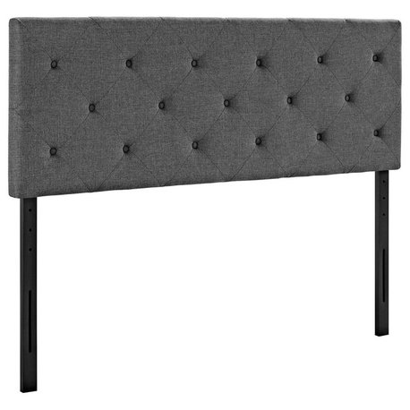 Modern Contemporary Urban Design Bedroom King Size Headboard, Gray Gray, Fabric