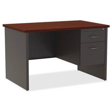 Lorell Mahogany Laminate/Charcoal Modular Desk Series, 48"x30", Top, Right