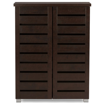 Adalwin and 2-Door Dark Brown Wooden Entryway Shoes Storage Cabinet