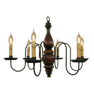 Anderson Wood Chandelier 6-Light, Assorted Finishes, Red, Black Rub, Spicy Musta