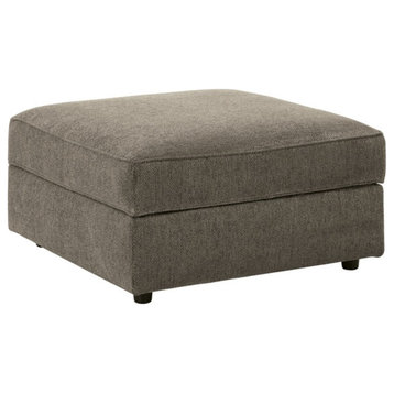 Bowery Hill Modern Fabric Ottoman with Storage in Gray & Black
