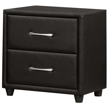 2 Drawer Night Stand In Wood And Pvc, Black