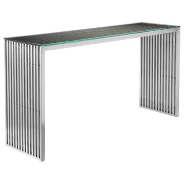 Lux Console, Silver Brushed Metal