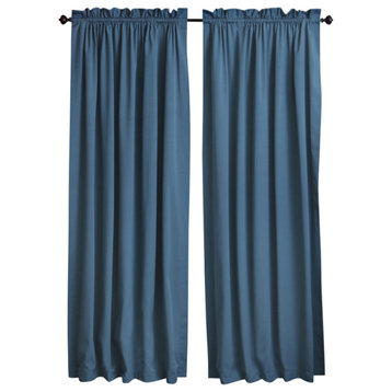 Blazing Needles 108"x52" Twill Curtain Panels, Set of 2, Indigo