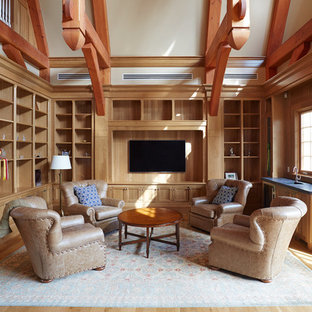 Inspiration for a craftsman home theater remodel in Bridgeport