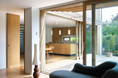 This is an example of a large modern home design in Sussex.