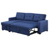 Devion Furniture Polyester Fabric Reversible Sleeper Sectional Sofa-Blue