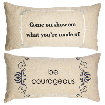 Be Courageous Motivational Reversible Pillow Cover