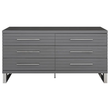 Modrest Splendor Grey High Gloss Slatted Dresser