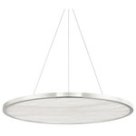 Hudson Valley Lighting - Eastport 36" Led Pendant Polished Nickel Finish - An alabaster, disc-shaped shade elegantly suspends from delicate wires filling any space with a beautiful, warm glow. Edge-lit LEDs spread a clean, even light throughout the alabaster. This pretty pendant brings a peaceful presence to any room.