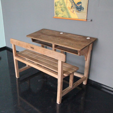 Kinderzimmer im Vintage Stil, französische Schulbank