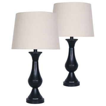 Resin, S/2 26" Teardrop Table Lamps, Black