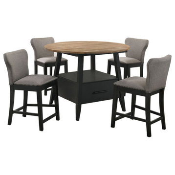 Gibson Round 5-piece Counter Height Dining Set Yukon Oak and Black