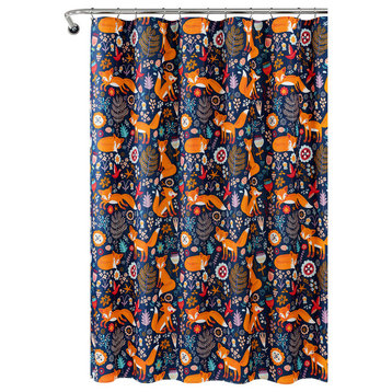 Pixie Fox Shower Curtain 72x72, Navy