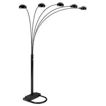 Unique Modern 5 Armed Arch Floor Lamp With Adjustable Domes