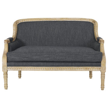 Alton Fabric Upholstered Loveseat, Charcoal and Natural