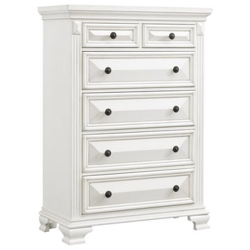 Bowery Hill 6-Drawer Chest with Beveled Edges in White