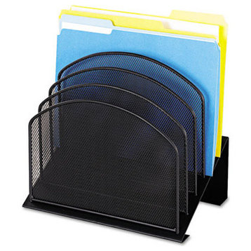 Safco Onyx Black Mesh Desk Organizer with 5 Slanted Sections in Black