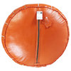 Handmade Moroccan Ottoman, Genuine Leather Pouf, Orange