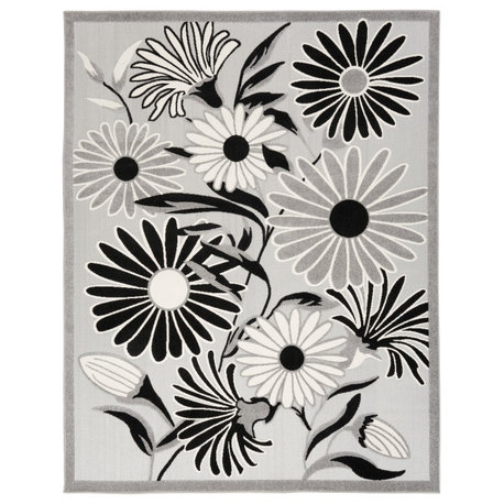 Nourison Aloha 9' x 12' Black White Contemporary Area Rug