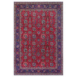 Bareens Designer Rugs - Vintage Antique Persian Tabriz Knight Wool Rug - Create a new dimension of style in your space with this breath-taking antique hand knotted Persian rug. Made in Iran, this gorgeous hand-knotted rug features all vegetable dyes and 100% wool, adding luxurious texture and appearance. This gorgeous antique rug features an intricate design with a unique detailed border. Featuring an awe-inspiring color pallet and an intricate design handmade by skilled artisans is a great addition to any decor. Bring luxury and extravagance to your living space with this luxurious rug.