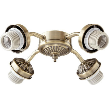 Four Light Antique Brass Fan Light Kit