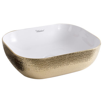 Whitehaus WH71302-F25 Ceramic Sink w/ Embossed Exterior And Smooth Interior