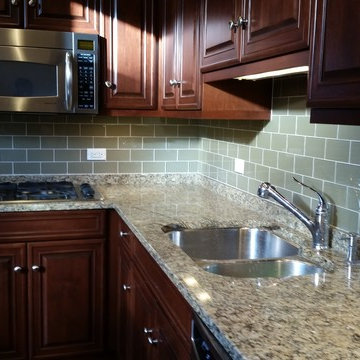 Glass Tile Backsplash - extremely popular nowadays. N Hermitage Ave., Chicago