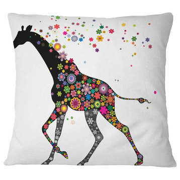 Cheerful Giraffe Running Animal Throw Pillow, 18"x18"