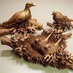 Wooden Doves Sculpture - Sculptures