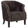 Tyrone - Charcoal Tufted Barrel Chair With Nail Heads