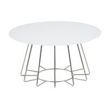 Casiar Coffee Table, White Glass, Chrome Base