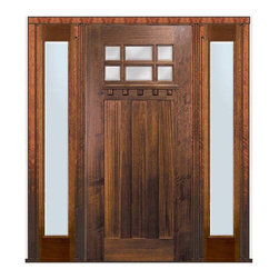 Pre-hung Sidelights Door 80 Wood Mahogany Craftsman 6 Lite TDL Glass - Front Doors