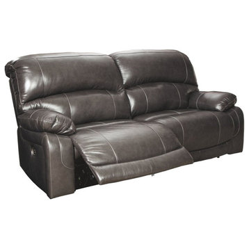 Ashley Furniture Hallstrung Leather Power Reclining Sofa in Gray