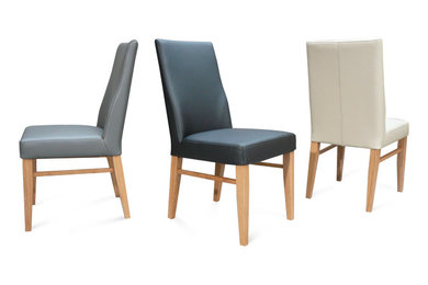 The Contour Mid Back Full Grain Leather Dining Chair Natural Leg