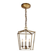 E. F. Chapman Darlana 3 Light Foyer Pendant in Gilded Iron
