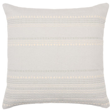 Velika Striped Light Blue/ Cream Pillow, 24"x24", Polyester Fill