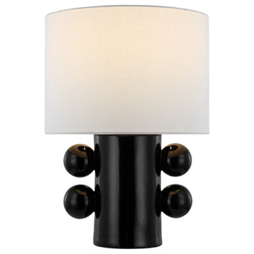 Tiglia Low Table Lamp in Black with Linen Shade