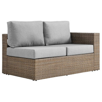 Modway Convene Outdoor Right-Arm Synthetic Rattan Loveseat in Cappuccino/Gray