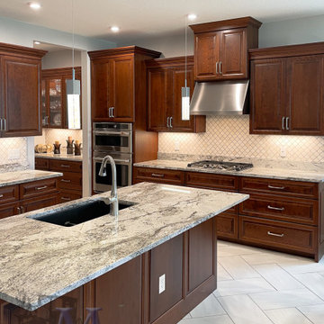 Traditional Kitchen with Cherry Cabinetry