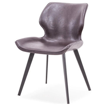 Rasha Modern Dark Brown Eco-Leather Dining Chair, Set of 2