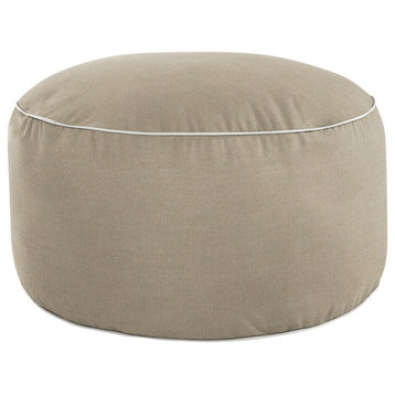 Mozaic Home Canvas Taupe Indoor/Outdoor Round Bean Pouf 30 x 30 x 15"