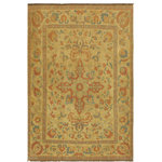 Bareens Designer Rugs - Antique Rustic Soumak Rufina Beige/Rust Wool Rug - 7'7'' x 9'10'' - Crafted by skilled master weavers with handspun wool and organic natural dyes with mesmerizing intricacy and gorgeous color palette, this breathtaking Soumak rug (also spelled Soumakh, Sumac, Sumak, Somekh or Soumac) is a flat-weave rug that is thick, strong and exceptionally durable. Soumak rugs are unique because of the wefts used to produce decorative patterns. Famous for its finely woven richly detailed motifs featuring different styles of tribal motifs, predominantly geometric, transitional and bird motifs. Most desired due to its versatility in design this hand-woven rug is in a compelling focal point in any living area and can decorate floor, interior walls, sofas, chairs, beds and tables.