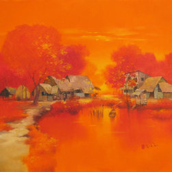Summer Noon in Village - Paintings