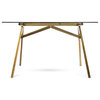 Croxton Mid-Century Acacia Wood Desk With Tempered Glass Top