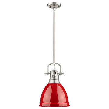 Duncan Mini Pendant With Rod, Pewter, Pewter And Red