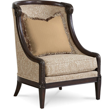 Giovanna Azure Carved Wood Accent Chair - Beige