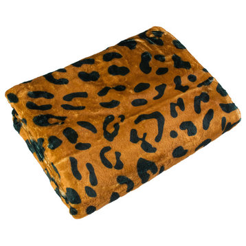 Leopard Print Throw Blanket, Dark Brown, 42"x60"