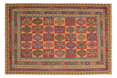 Retro Turkish Kilim Tearlach Hand-Woven Wool Rug - 8'1'' x 11'3''